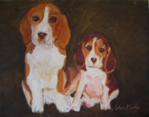 Two beagle puppies